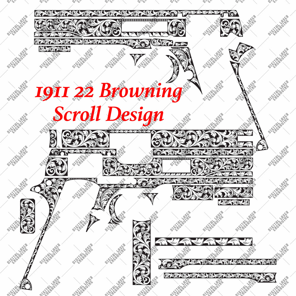 Engraving Scroll Design Browning 1911 22 Firearms Laser Engraving Files 0
