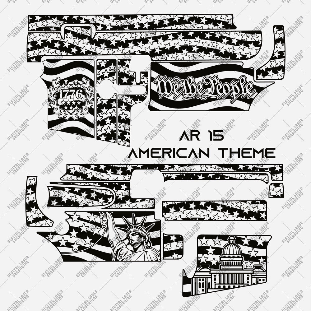 Engraving Laser File AR 15 American Theme Laser Engraving File Engraving Clipart SVG AI Firearm Des 0