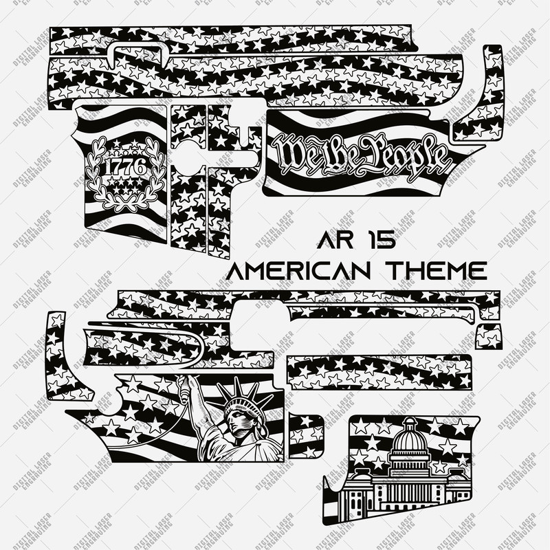 Engraving Laser File AR 15 American Theme Laser Engraving File Engraving Clipart SVG AI Firearm Des 0
