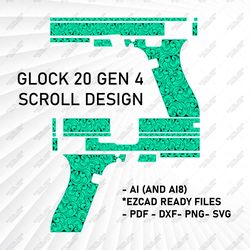 glock 20 gen 4 scroll design laser engraving file. svg scroll design.glock engraving,scroll engraving,svg glock file.