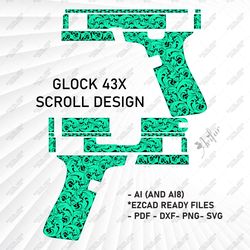 glock 43x scroll design svg | glock svg engraving | glock scroll patterns | gun engraving | svg scroll | ornamentals