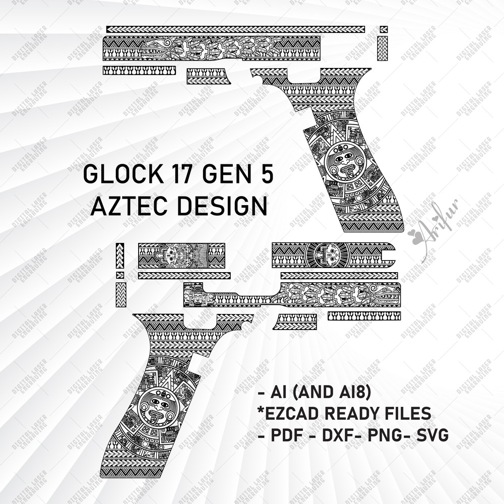 Glock 17 Gen 5 Aztec Design Aztec Patterns Svg Mayan Glock Aztec Engraving Svg Glock 17 Laser 0