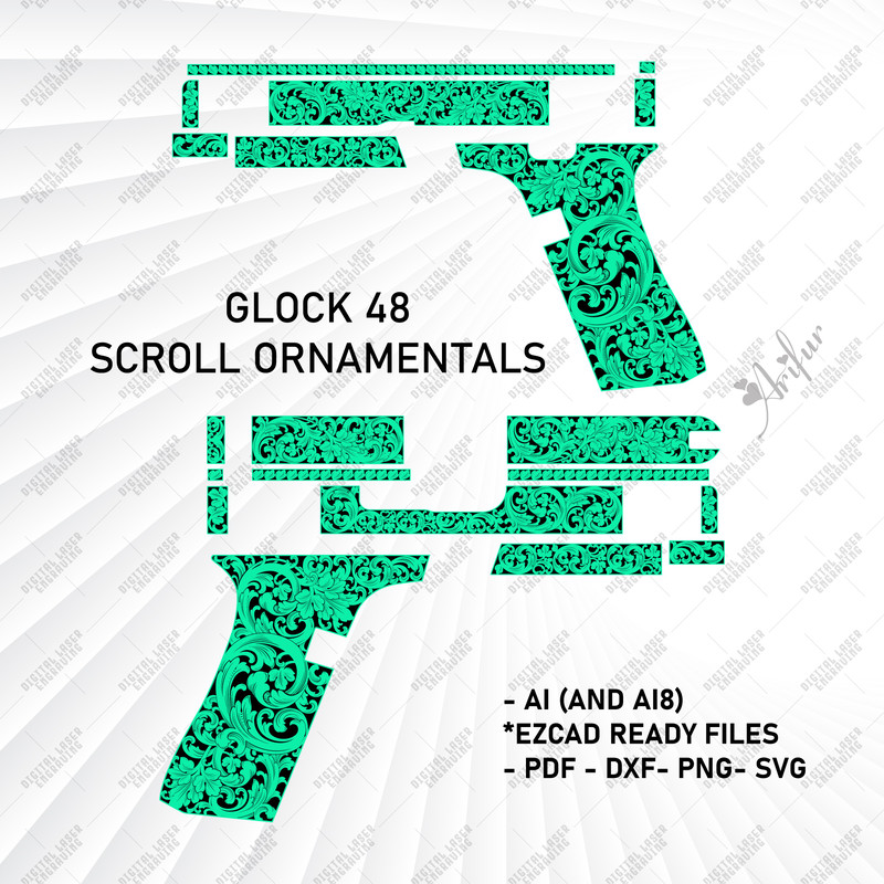 Glock 48 Scroll Ornamentals Design Svg Glock 48 Engraving Glock 48 Design Glock 48 Svg Vector F 0