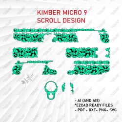 kimber micro 9 scroll design | svg kimber art | kimber engraving | kimber scrollwork | digital artwork | kimber ai8 file