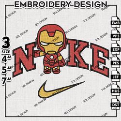 Nikey Iron Man Embroidery Files, Superhero Embroidery Design, MCU Emb, 3 sizes Machine Emb File