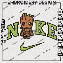 Nikey Baby Groot Embroidery Files, Guardians of Galaxy Embroidery Design, MCU 3 sizes Machine Emb File, Digital Download