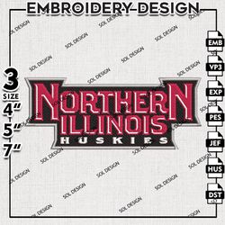Northern Illinois Huskies Word Logo Embroidery File, NCAA NIU Team Embroidery Design, NCAA 3 sizes Machine Emb File