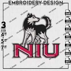 Northern Illinois Huskies Ncaa Logo Embroidery File, NCAA NIU Team Embroidery Design, NCAA 3 sizes Machine Emb File