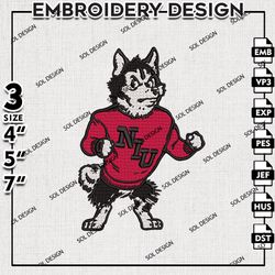Northern Illinois Huskies Logo Embroidery File, NCAA NIU Mascot Team Embroidery Design, NCAA 3 sizes Machine Emb File