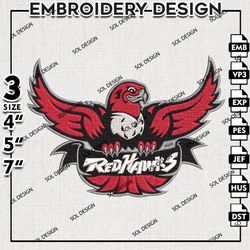 Miam RedHawks NCAA Logo Embroidery File, NCAA Miam RedHawks Team Embroidery Design, NCAA 3 sizes Machine Emb File