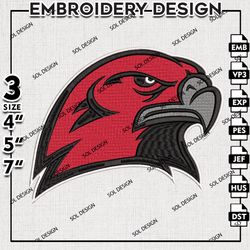 NCAA Miam RedHawks Mascot Logo Embroidery File, NCAA Miam RedHawks Team Embroidery Design, NCAA 3 sizes Machine Emb File