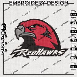 Miam RedHawks NCAA Team Embroidery File, NCAA Miam RedHawks Logo Embroidery Design, NCAA 3 sizes Machine Emb Files