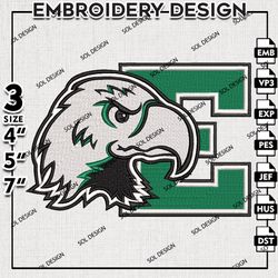Eastern Michigan Eagles Mascot Logo Embroidery File, NCAA Eastern Michigan Embroidery Design, 3 sizes Machine Emb Files
