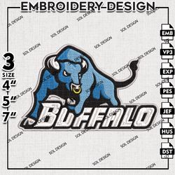 Buffalo Bulls NCAA Mascot Logo Embroidery File, NCAA Buffalo Bulls Team Embroidery Design, 3 sizes Machine Emb Files
