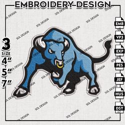 Buffalo Bulls NCAA Team Logo Embroidery File, NCAA Buffalo Bulls Mascot Embroidery Design, 3 sizes Machine Emb Files
