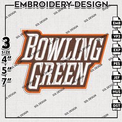 Bowling Green Falcons NCAA Logo Embroidery File, NCAA Bowling Green Team Embroidery Design, 3 sizes Machine Emb File