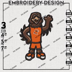 Bowling Green Falcons Mascot Logo Embroidery File, NCAA Bowling Green Team Embroidery Design, 3 sizes Machine Emb File