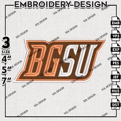 Bowling Green Falcons Writing Logo Embroidery File, NCAA BGSU Team Embroidery Design, 3 sizes Machine Emb File