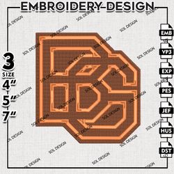 Bowling Green Falcons NCAA Word Logo Embroidery File, NCAA BGSU Team Embroidery Design, 3 sizes Machine Emb File