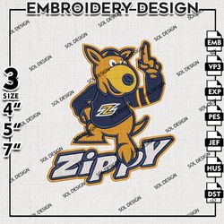 Akron Zips NCAA Mascot Logo Embroidery File, NCAA Akron Zips Team Logo Embroidery Design, 3 sizes Machine Emb Files