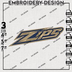 Akron Zips NCAA Word Logo Embroidery File, NCAA Akron Zips Team Logo Embroidery Design, 3 sizes Machine Emb Files