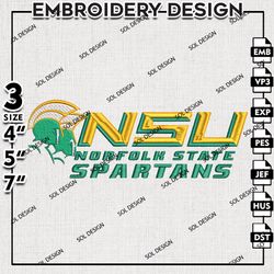 Norfolk State Spartans NCAA Embroidery File, NCAA Norfolk State Spartans Embroidery Design, 3 sizes Machine Emb File