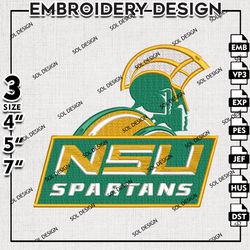 Norfolk State Spartans NCAA Logo Embroidery File, NCAA Norfolk State Embroidery Design, 3 sizes Machine Emb File