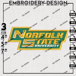Norfolk State Spartans NCAA Word Logo Embroidery File, NCAA Norfolk State Embroidery Design, 3 sizes Machine Emb File
