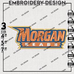 Morgan State Bears NCAA Word Logo Embroidery File, NCAA Morgan State Bears Embroidery Design, 3 sizes Machine Emb File