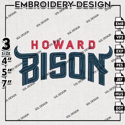 NCAA Howard Bison Writing Logo Embroidery File, NCAA Howard Bison Team Embroidery Design, 3 sizes Machine Emb File