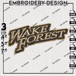 Wake Forest Demon Deacons NCAA Logo Embroidery File, NCAA Team Embroidery Design, 3 sizes Machine Emb File