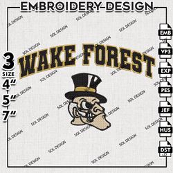NCAA Wake Forest Demon Deacons Logo Embroidery File, NCAA Team Embroidery Design, 3 sizes Machine Emb File