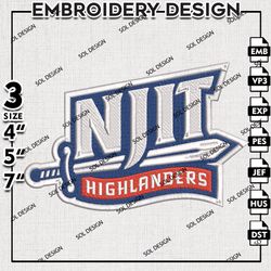 NJIT Highlanders embroidery Design, NJIT Highlanders embroidery, NJIT Highlanders Logo embroidery, NCAA embroidery