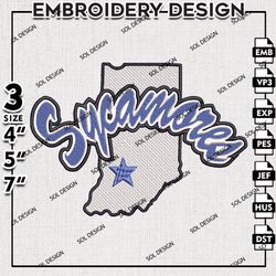 Indiana State Sycamores embroidery design, Indiana State Sycamores embroidery, Sycamores embroidery, NCAA embroidery