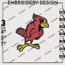 Illinois State Redbirds embroidery design, Illinois State Redbirds embroidery, NCAA Redbirds embroidery, NCAA embroidery