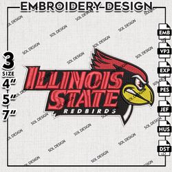 Illinois State Redbirds Logo embroidery design, Illinois State Redbirds embroidery, Redbirds embroidery, NCAA embroidery