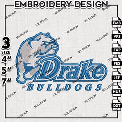 Drake Bulldogs embroidery design, Drake Bulldogs embroidery, NCAA Drake Bulldogs embroidery, NCAA embroidery
