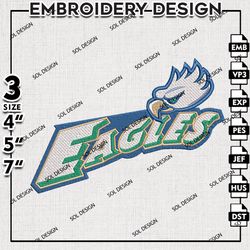 Florida Gulf Coast Eagles embroidery design, Florida Gulf Coast Eagles embroidery, FGCU Eagles, NCAA embroidery.