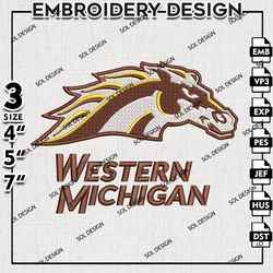 Ncaa Western Michigan Broncos embroidery Files, Western Michigan Broncos Logo embroidery, WMU Broncos, NCAA embroidery