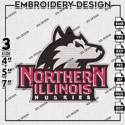 Northern Illinois Huskies embroidery Files, Northern Illinois Huskies Logo embroidery, NIU Huskies, NCAA embroidery