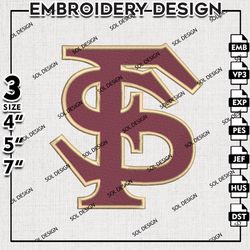 Florida State Seminoles embroidery design, Florida State Seminoles embroidery, FSU Seminoles Logo, NCAA embroidery