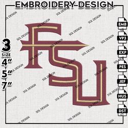 Florida State Seminoles embroidery design, Florida State Seminoles embroidery, FSU Seminoles, NCAA embroidery