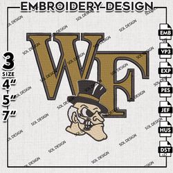 Wake Forest Demon Deacons embroidery Files, Wake Forest Demon Deacons embroidery, WF Demon Deacons, NCAA embroidery