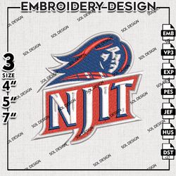 NJIT Highlanders embroidery Files, NJIT Highlanders machine embroidery, NCAA NJIT Highlanders logo, NCAA logo embroidery