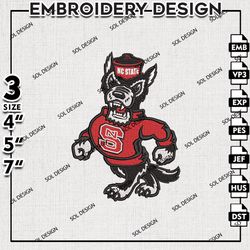 NC State Wolfpack embroidery Files, NC State Wolfpack machine embroidery, Ncaa Wolfpack logo, NCAA embroidery