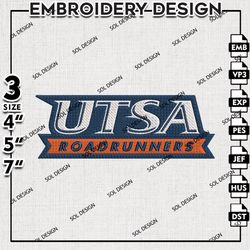 UTSA Roadrunners embroidery Files, UTSA Roadrunners embroidery design, Ncaa UTSA Roadrunners, NCAA logo embroidery