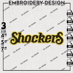 Wichita State Shockers embroidery Files, Wichita State Shockers machine embroidery, WSU Shockers, NCAA logo embroidery