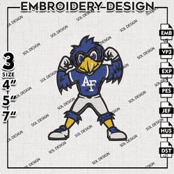 Air Force Falcons embroidery Files, Air Force Falcons machine embroidery, Ncaa AF Falcons, NCAA logo embroidery