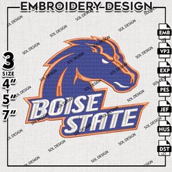 Boise State Broncos embroidery Files, Boise State Broncos machine embroidery, BSU Broncos, NCAA logo embroidery