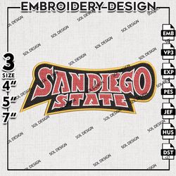 San Diego State Aztecs embroidery Files, San Diego State Aztecs machine embroidery, SDSU Aztecs, NCAA logo embroidery